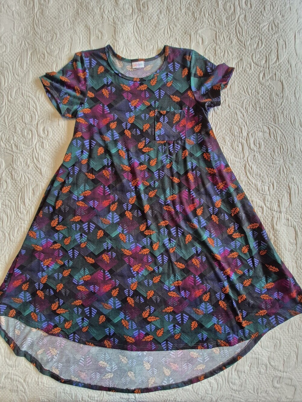 LuLaRoe women's Small dress leaf design multi color blocks EUC or better